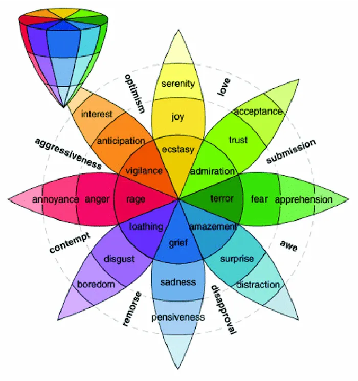 Wheel of Emotions by Robert Plutchik which explains primary and secondary emotions