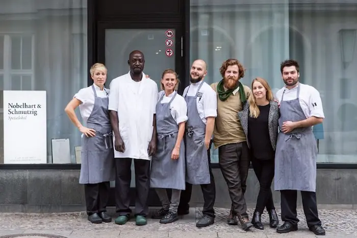 Outside Noberlhart & Schmutzig, the Michelin-starred restaurant in the heart of Berlin