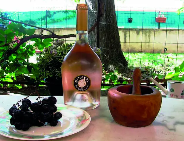 The rosé wine of Chateau de Miraval, owned by Angelina Jolie and Brad Pitt (2015).